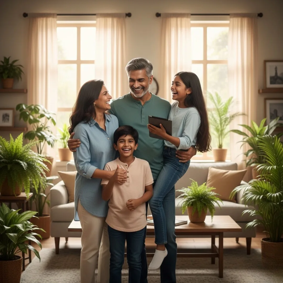 Happy patient and family after a positive heart health consultation